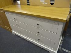 *White Six Drawer Sideboard with Light Oak Top