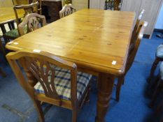 Pine Extending Dining Table and Five Pine Chairs