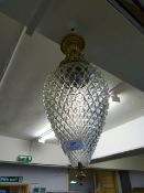 Crystal Glass and Brass Ceiling Light
