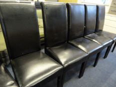 Set of Five Black Leatherette Highback Dining Chairs