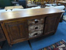 Walnut Sideboard with Two Doors and Three Drawers