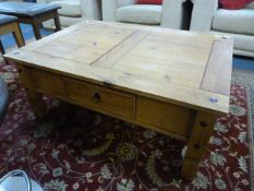 Pine Coffee Table with Single Drawer