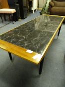 Teak Coffee Table with Marble Effect Top