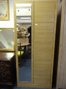 *Light Oak Double Wardrobe with Mirrored Door
