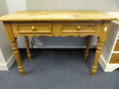 Pine Side Table with Two Drawers