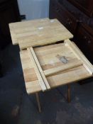 Set of Three Folding Beech Side Tables