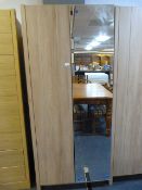 *Light Oak Double Wardrobe with Single Mirrored Door