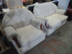 Leaf Patterned Two Seat Sofa and Armchair