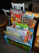 Winnie the Pooh Toy Box and Contents of Toy Garage, Soft Toys, etc.