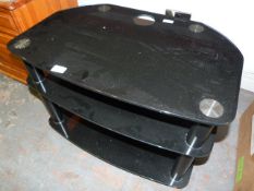 Three Tier Black Glass TV Stand