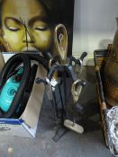 Brass and Black Metal Fireside Companion Set