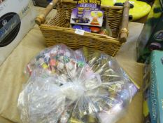 Basket, Toxic Waste Candy and Party Poppers, Etc.