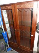 Oak Display Cabinet with Lead Glazed Door