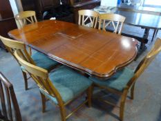 Set of Oak Green Upholstered Dining Chairs