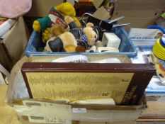 Box of Soft Toys, Ceramic Containers, Clock, etc.