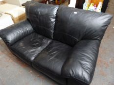 Black Leather Two Seat Sofa