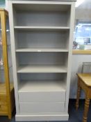 *Grey Four Section Bookshelf with Two Drawers