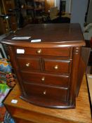 Darkwood Side Table with Drawers and Magazine Shelf