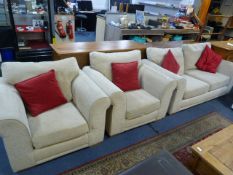 Oatmeal Upholstered Three Piece Suite