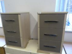 *Pair of Light Beech and Laminated Side Unit with Chrome Handles