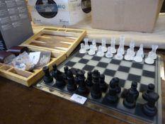 Glass Chess Set and Board and a Backgammon Set