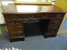 Mahogany Twin Pedestal Desk with Inlet Leather Top