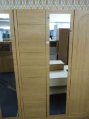 *Light Oak Double Wardrobe with Mirrored Door