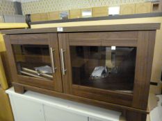 *Medium Oak TV Entertainment Unit with Glazed Double Doors