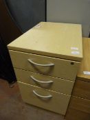 Light Ash Standalone Three Drawer Pedestal Unit