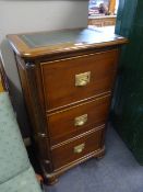 Walnut Three Drawer Filing Cabinet with Inlet Leather Top