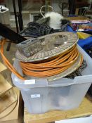 Box Containing Extension Leads and Inspection Lamp etc.
