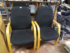 Set of Three Black Upholstered Beech Framed Armchairs