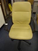 Cream Leatherette Swivel Office Armchair