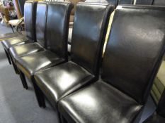 Set of Five Black Leatherette Highback Dining Chairs