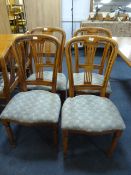 Set of Four Upholstered Slatback Dining Chairs
