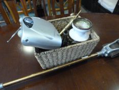 Basket Containing Ornamental Cannons, German Vase and a Bush Radio