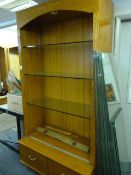 Two Oak Shop Display Units with Glass Shelves and Doors
