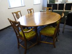 SOLID OAK OVAL TOPPED DROP LEAF DINING TABLE 6'6