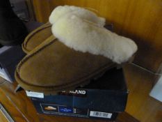 *LADIES SHEEPSKIN SLIPPER (BROWN) SIZE: 5