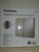 *Two Fonteno Stainless Steel Double Door Mirrored Cabinets