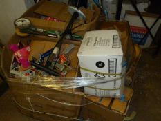 *Pallet Containing Assorted Items Including; Tape Guns, Take Me Out Branded Merchandise, Hardhats,