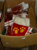 *Box Containing Assorted England Wigs, Santa Sacks, etc.