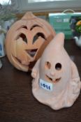 *Two Terracotta Halloween Sculptures