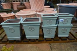 *Six Heritage Garden Plant Pots in Olive