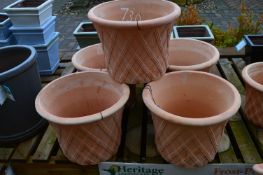 *Five Decorative Terracotta Plant Pots