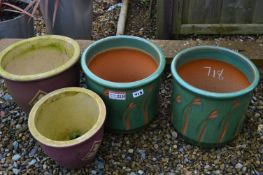 *Two Green Glazed Plant Pots and Two Others