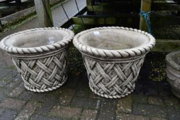 *Two Concrete Planters with Rope Effect Edging