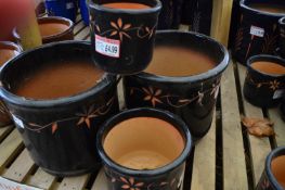 *Four Assorted Black Glazed Plant Pots