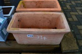 *Pair of Small Oblong Terracotta Planters