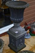 *Willow Stone Charcoal Victorian Urn and Pedestal